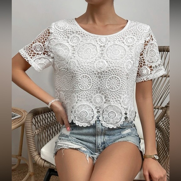 Boho scallop trim lace blouse - Picture 11 of 16
